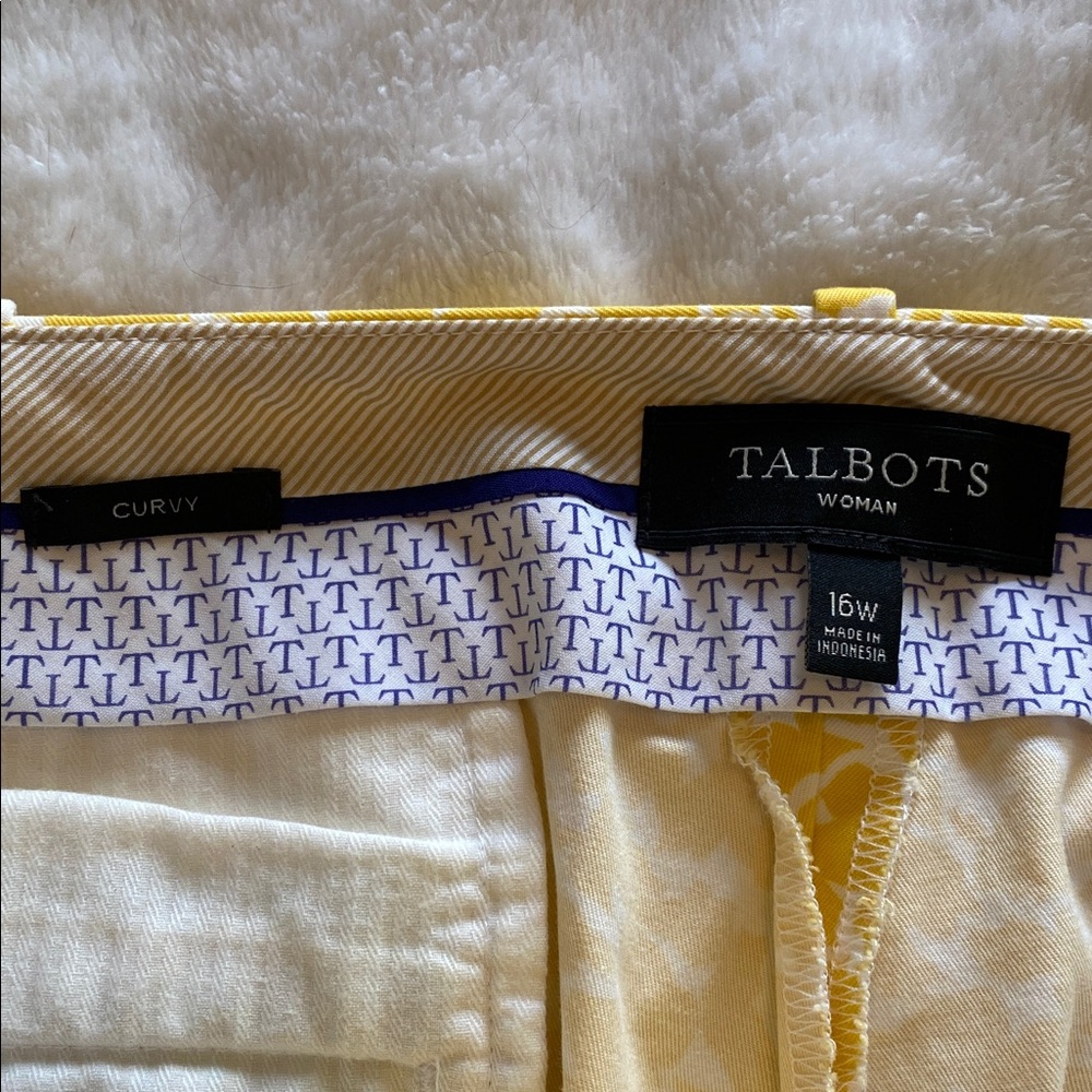 Talbots Yellow and White Patterned Pants sz 16w curvy fit - Picture 5 of 10